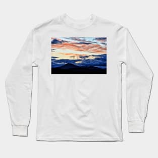 Red sky over the Trossachs mountains. Scotland Long Sleeve T-Shirt